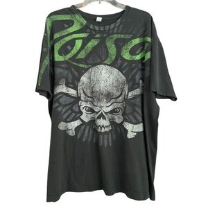 Poison 90’s Vintage Skull Vintage Fade Gray Glam Metal Band Tee Sz XXL